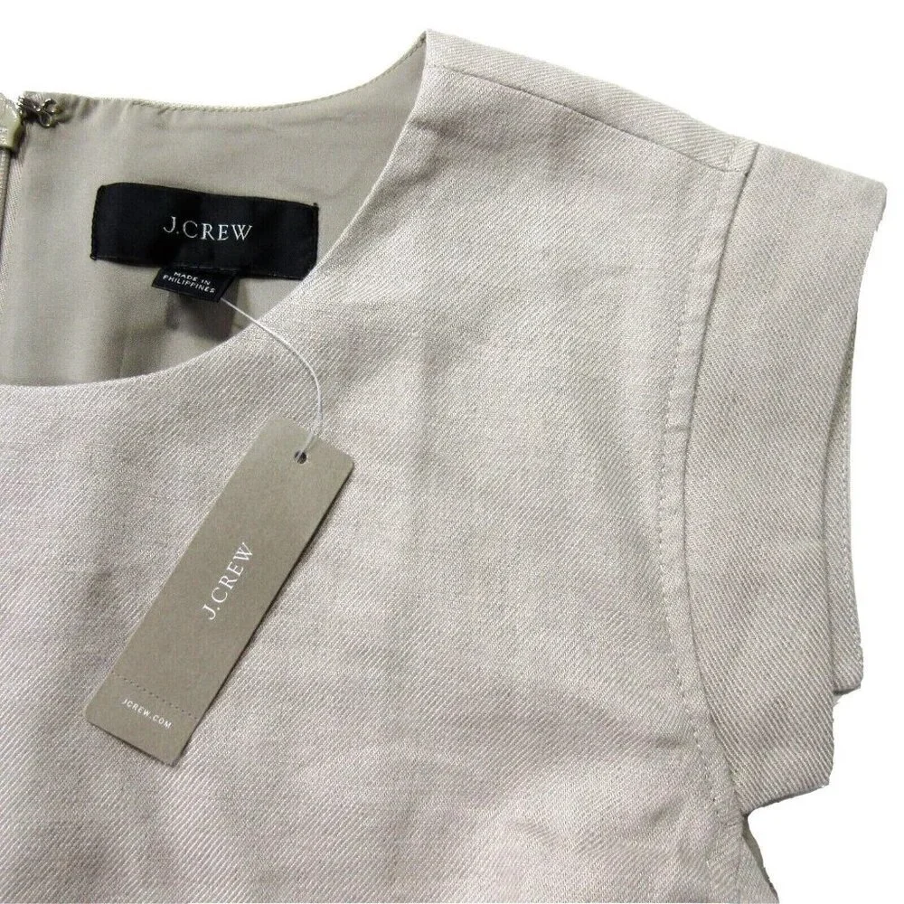NWT J.Crew Resume Sheath in Flax Beige Stretch Linen Dress 14 $168